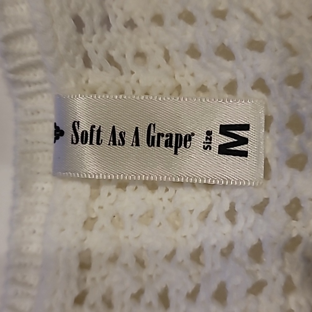 Soft As A Grape Open Knit with Lace-Up Detail Sweater Warm White Medium - Picture 11 of 13